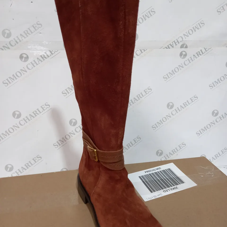 BOXED CLARKS MAY SHINE DARK TAN SUEDE - UK SIZE 6