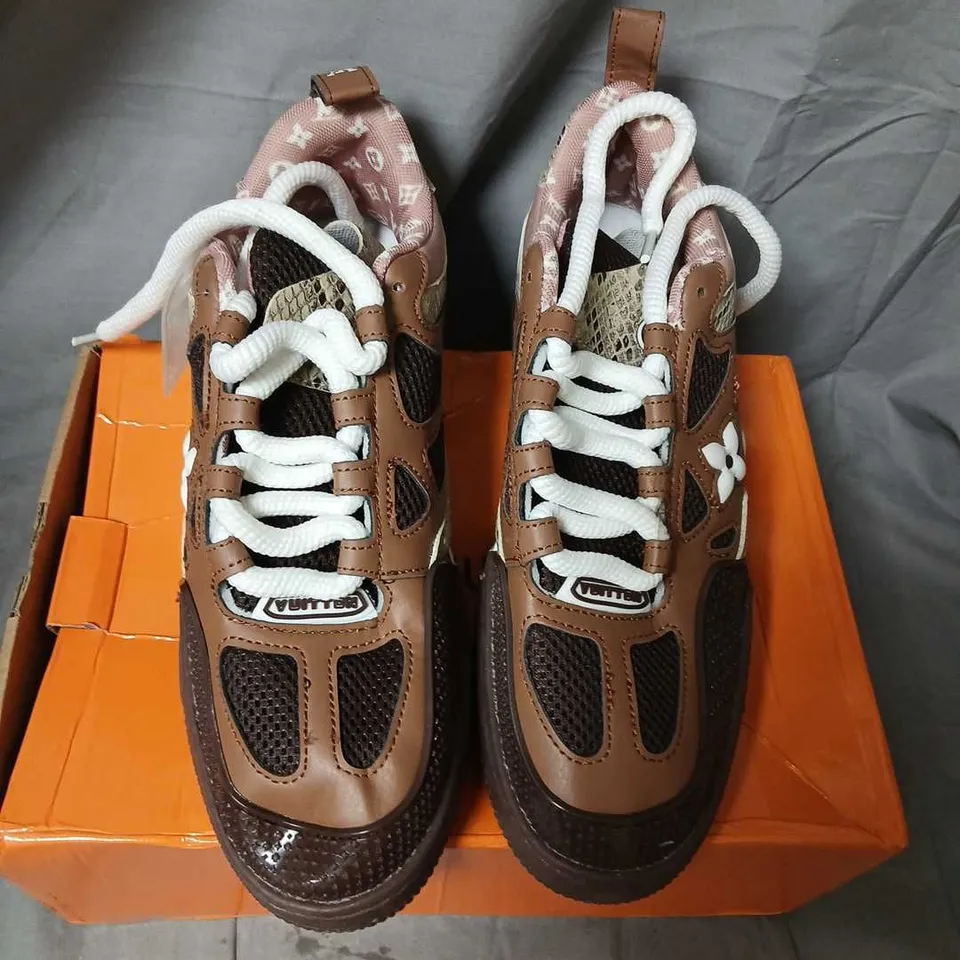 LOUIS VUITTON LV TRAINER SNEAKER – BROWN/BEIGE, BOXED