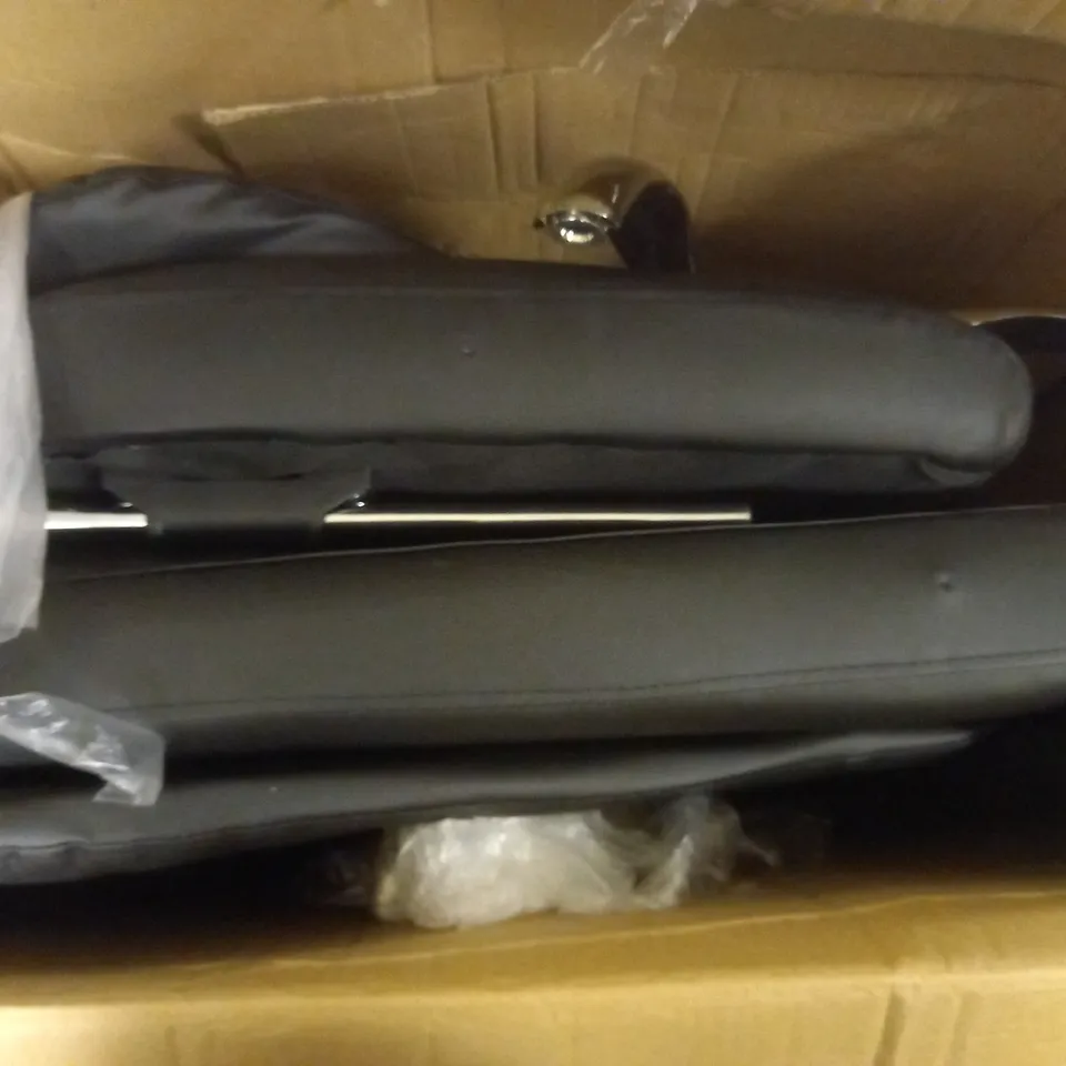 BOXED BLACK FULL LEATHER AJUSTABLE OFFICE CHAIR