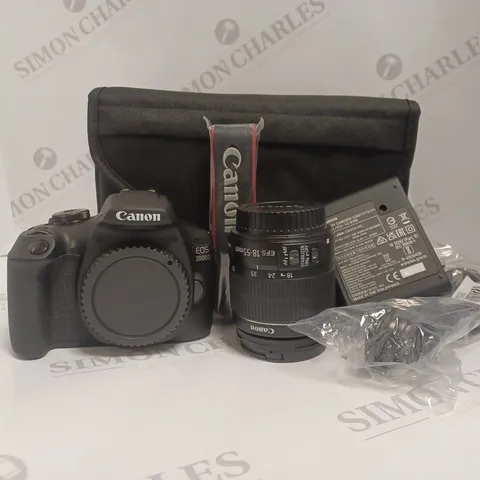 BOXED CANON EOS 2000D DSLR CAMERA, EF-S 18-55MM IS LENS, SB130 SHOULDER BAG, 16GB MEMORY CARD KIT
