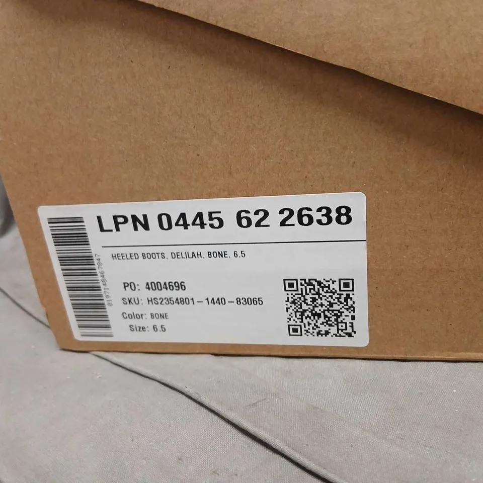 JUSTFAB DELILAH HEELED BOOTS – BONE, UK 4.5 (US 6.5) – WOMEN'S