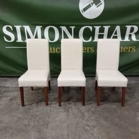 SET OF 3 DESIGNER FAUX PU LEATHER DINING CHAIRS