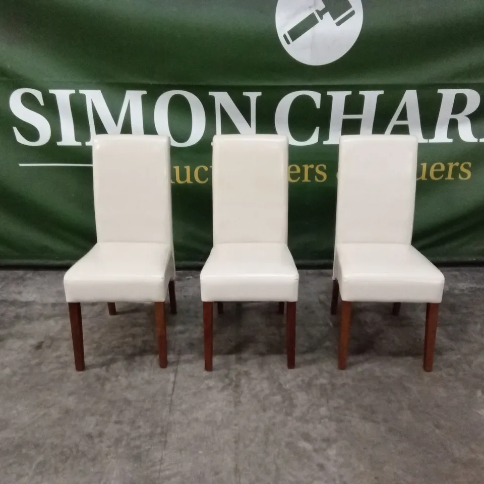 SET OF 3 DESIGNER FAUX PU LEATHER DINING CHAIRS
