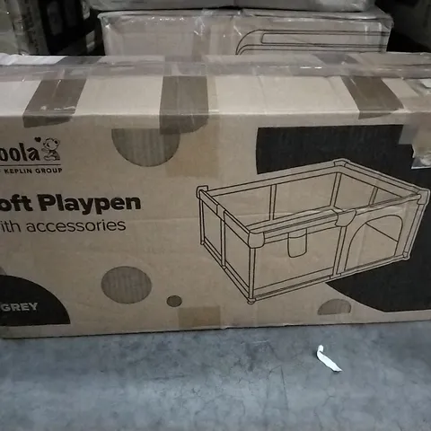 BOXED SOFT PLAYPEN WITH ACCESSORIES GREY