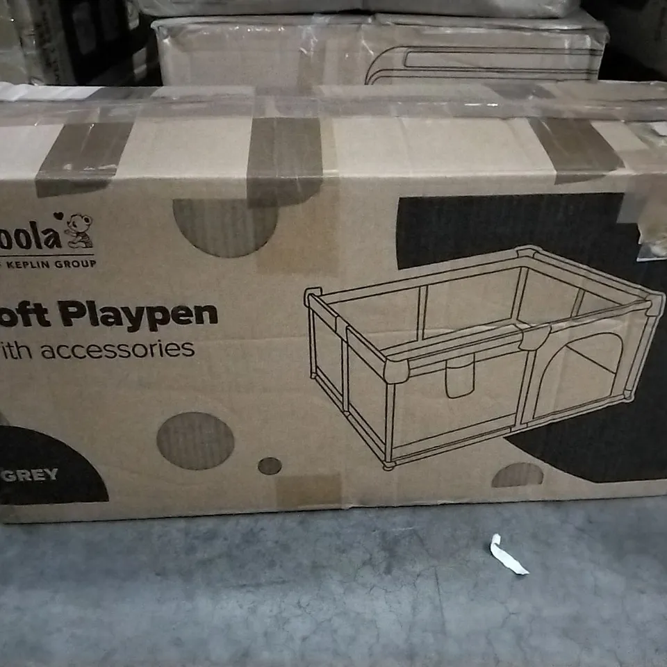 BOXED SOFT PLAYPEN WITH ACCESSORIES GREY