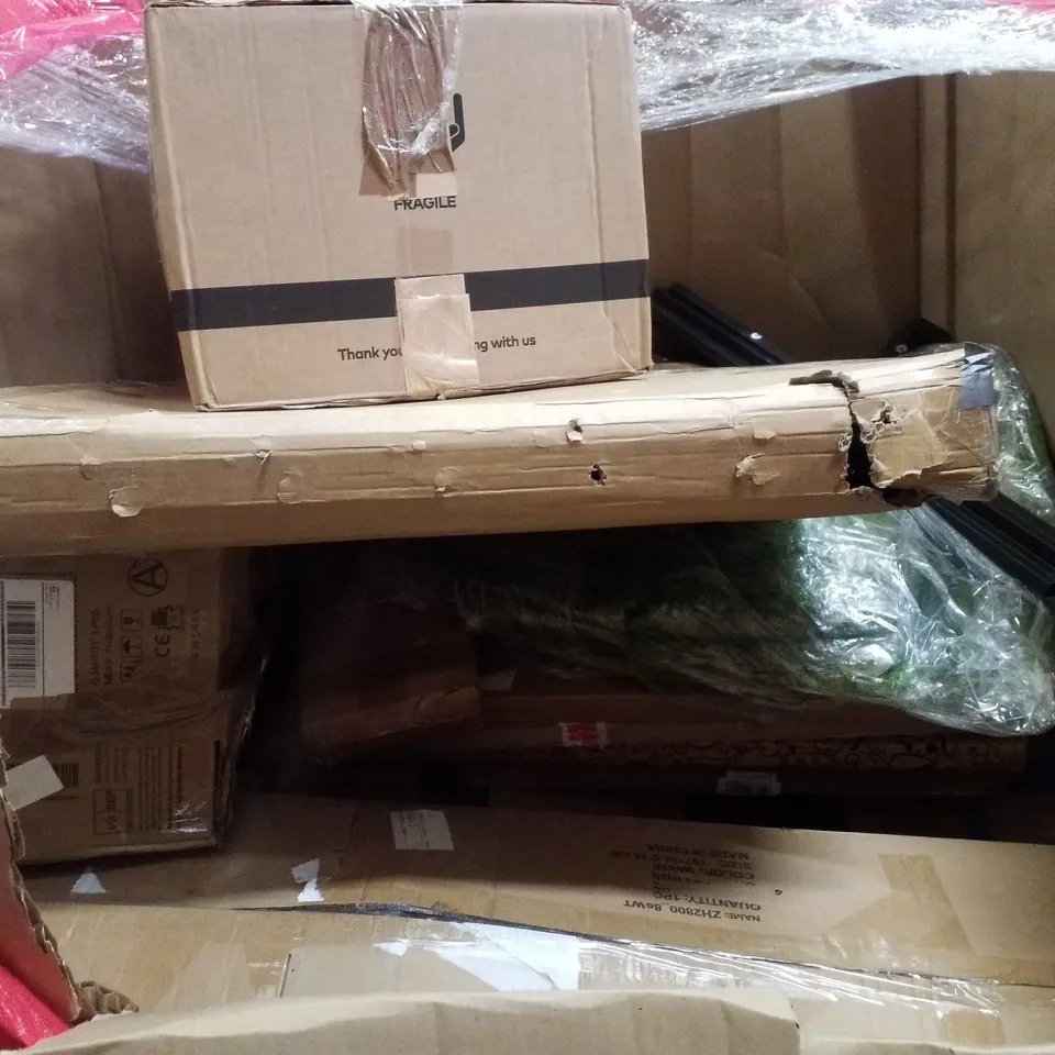 PALLET CONTAINING ASSORTED PRODUCTS INCLUDING PULL UP BAR, SHOWER MIXER, KITCHEN SINK TAP, INLINE SKATES & NETTA STANDING FAN 