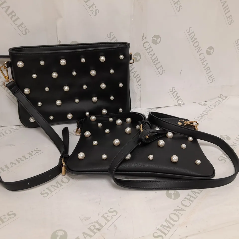 FRANK USHER BLACK PEARL HAND BAG X 2