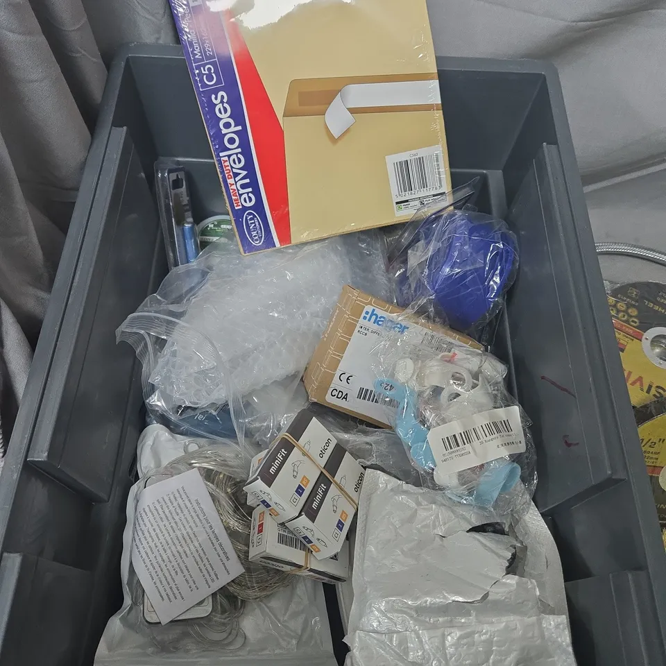 ASSORTED DIY & OFFICE LOT: NOTEBOOKS, HARDWARE, AND SMALL TOOLS