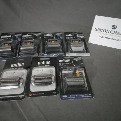 BOX OF APPROXIMATELY 75 ASSORTED BRAUN SHAVER HEADS