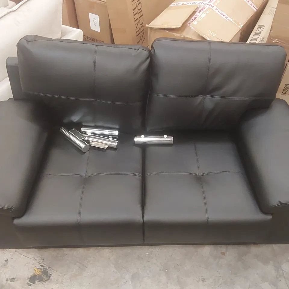 QUALITY DESIGNER 2-SEATER FAUX LEATHER UPHOLSTERED SOFA