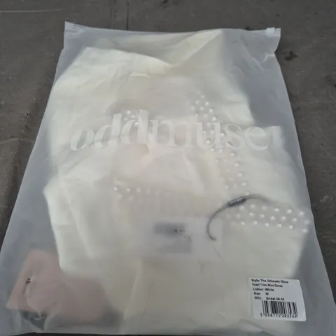 ODDMUSE THE ULTIMATE MUSE PEARL TRIM MINI DRESS – WHITE, SIZE M