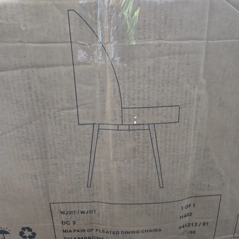 BOXED MIA PAIR OF PLEATED DINING CHAIRS - COLLECTION ONLY