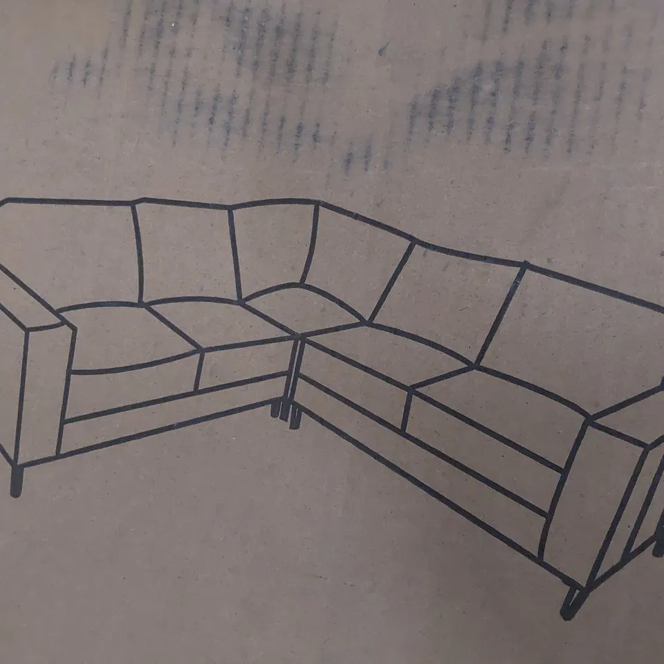 BOXED BALTIMORE GREY LEATHER RHF SOFA SECTION (BOX 3 OF 3 ONLY)