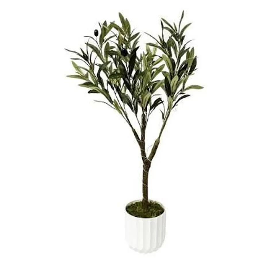 HOME STORIES PRE LIT POTTED FAUX OLIVE TREE WITH LED LIGHTS