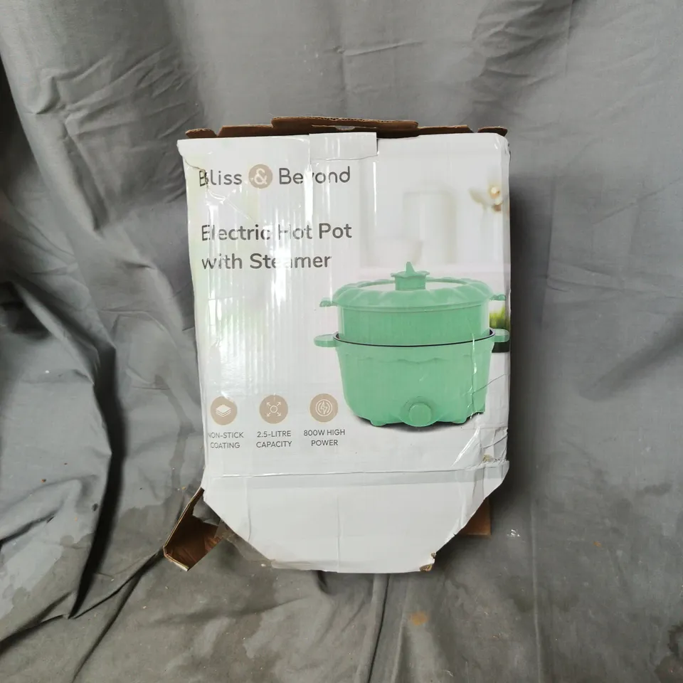 BLISS & BEYOND ELECTRIC HOT POT WITH STEAMER – 2.5 L, 800W