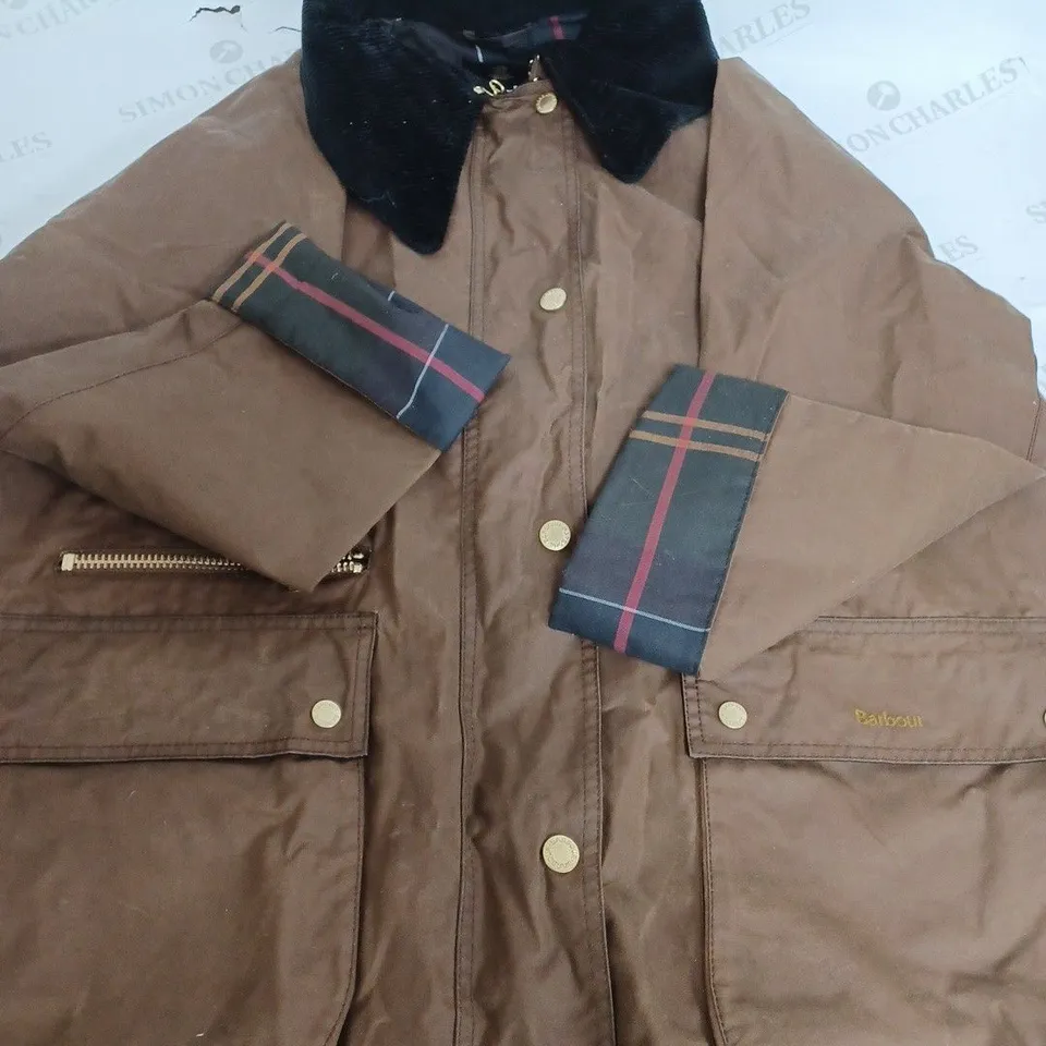 BARBOUR BROWN BUTTON & ZIP TRENCH COAT - UK 18