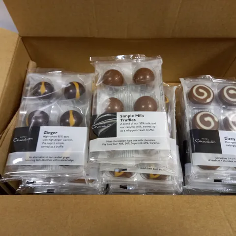 14 HOTEL CHOCOLAT MINI PACKETS TO INCLUDE DIZZY PRALINE, BILLIONAIRE SHORTBREAD, SALTED CARAMEL BROWNIE, ETC