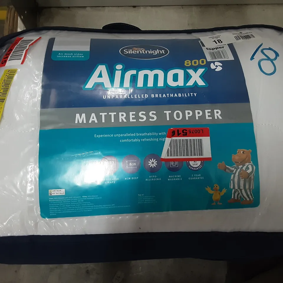 BAGGED SILENTNIGHT AIRMAX 8CM KING MATTRESS TOPPER