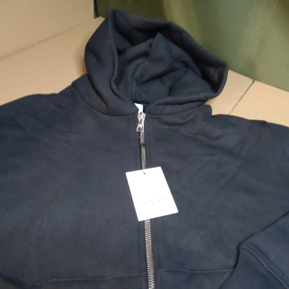LONGEVITY LONDON BLACK ZIP THROUGH HOODIE - SMALL