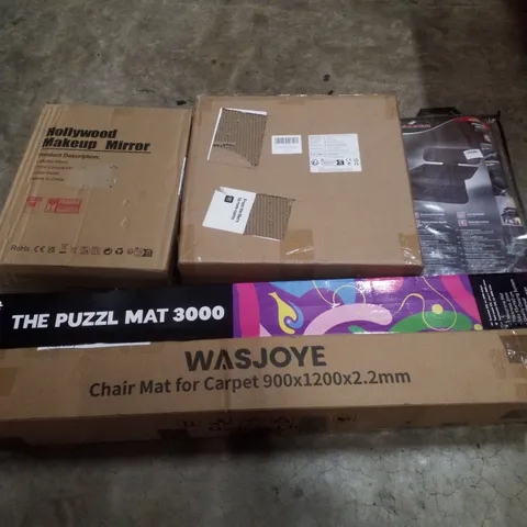 PALLET CONTAINING ASSORTED PRODUCTS INCLUDING HOLLYWOOD MAKEUP MIRROR, PUZZLE MAT, CHAIR MAT FOR CARPETS, FOLDABLE BED RAILS & SEAT PROTECTOR