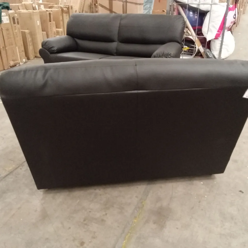 ORCHARD LANE 2 SEATER FAUX LEATHER SOFA - BLACK