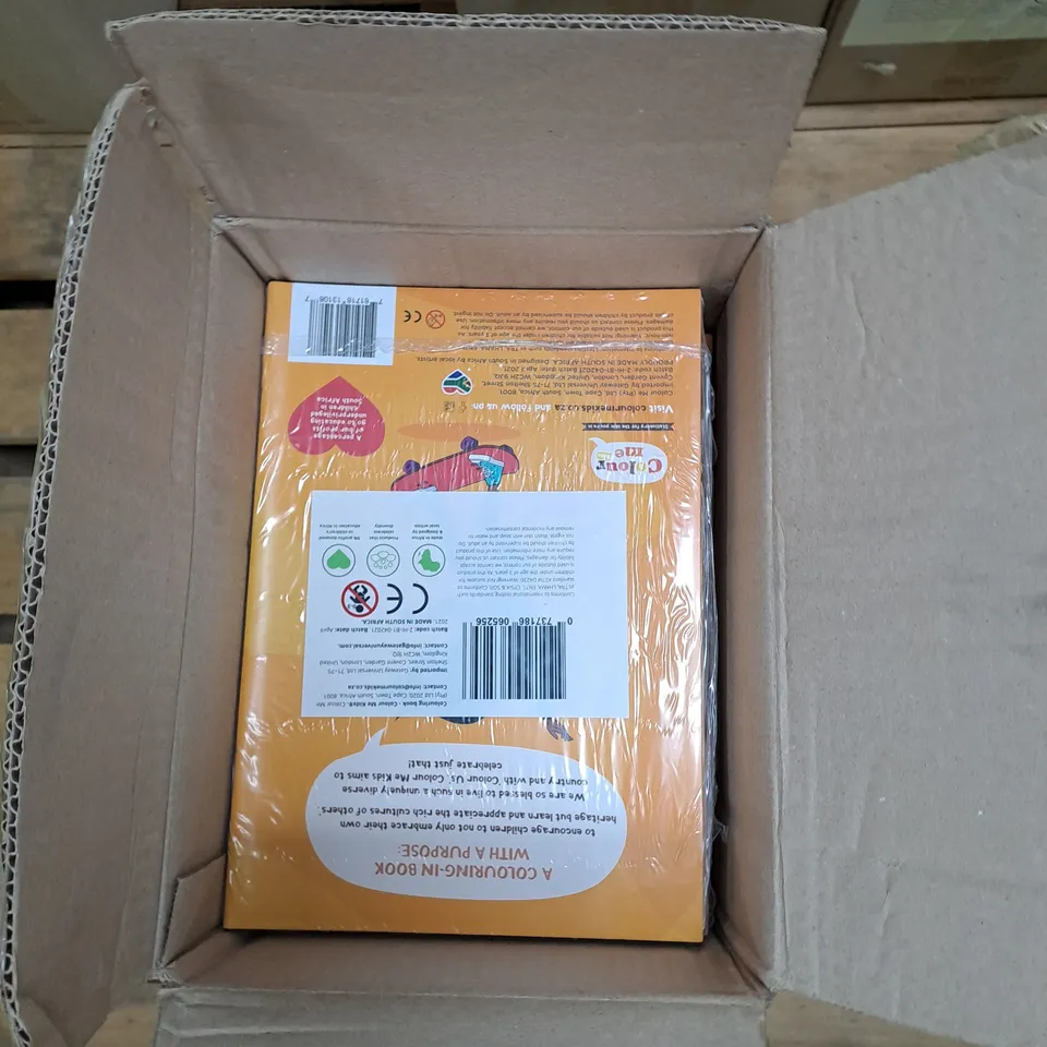 BOX OF APPROXIMATELY 125 COLOUR US BY COLOUR ME KIDS DIVERSE COLOURING BOOKS