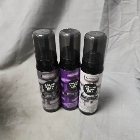 APPROXIMATELY 20 ASSORTED MATRIX BLOW DRY SPRAYS TO INCLUDE ASH BLONDE, TITANIUM SILVER, BLOOMING ORCHID, ETC - COLLECTION ONLY
