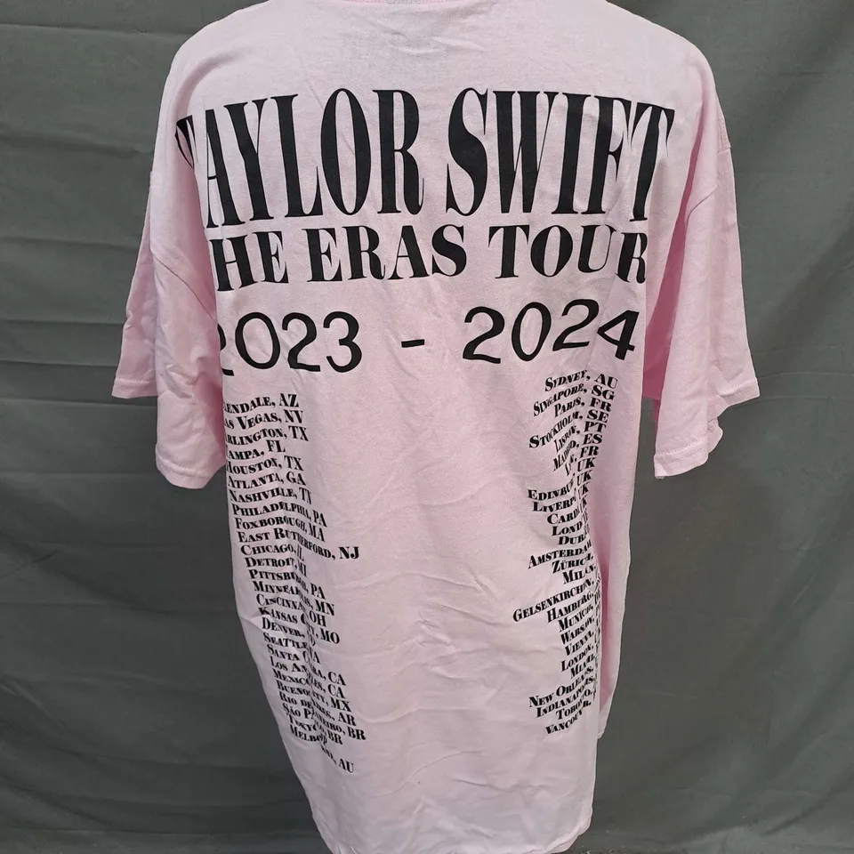 TAYLOR SWIFT THE ERAS TOUR PRINTED TSHIRT IN PINK SIZE L