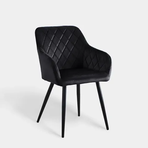 BOXED MOREE SET OF TWO BLACK VELVET DINING CHAIRS