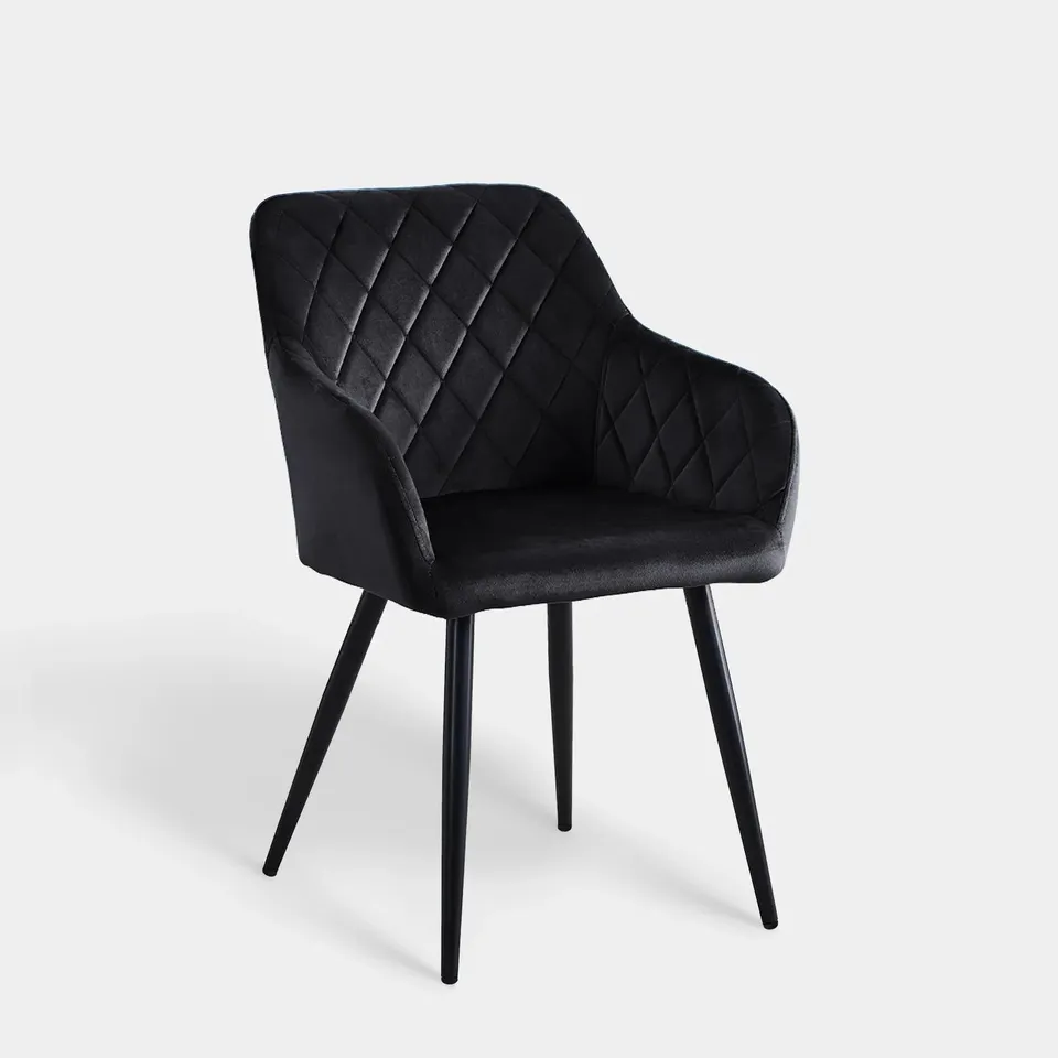 BOXED MOREE SET OF TWO BLACK VELVET DINING CHAIRS