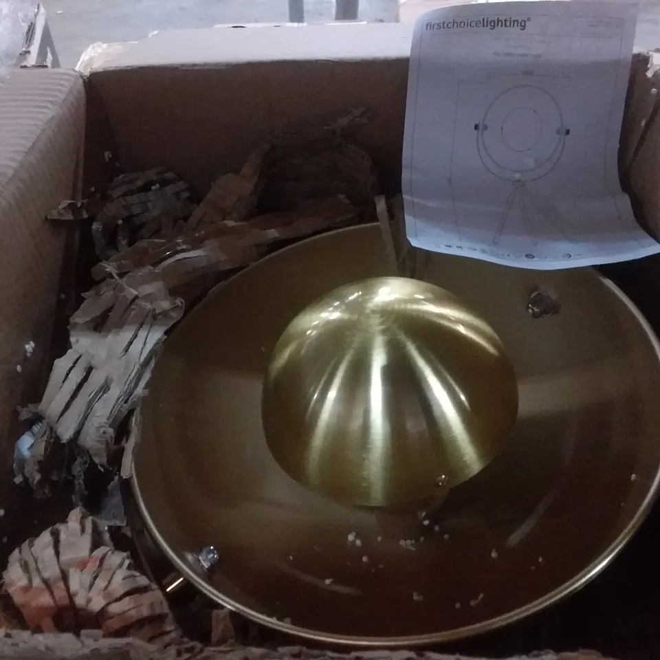 BOXED MALLEN 64CM TRIPOD TABLE LAMP SATIN BRASS