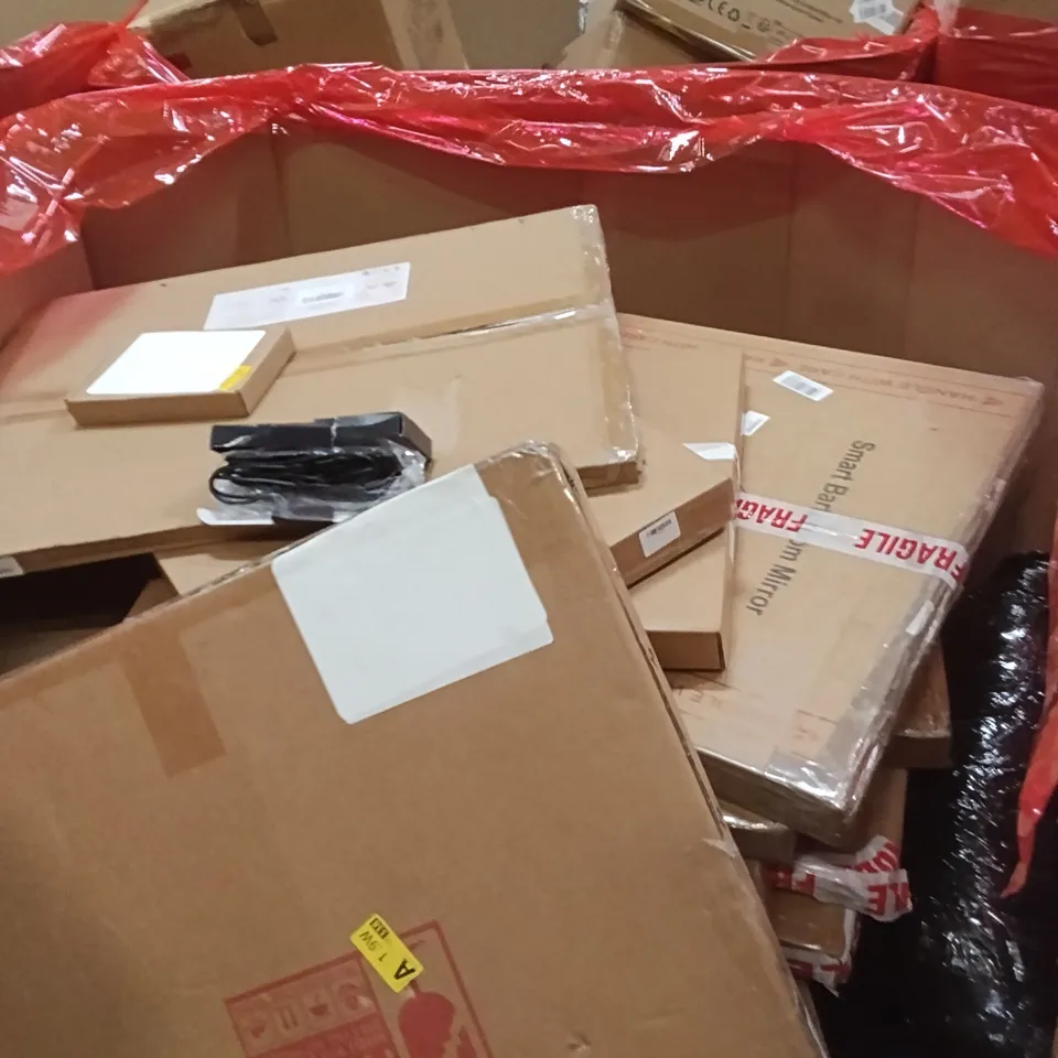 PALLET OF ASSORTED ITEMS INCLUDING - HOOK, BROOM FOR FLOOR, RETRACTABLE GATE