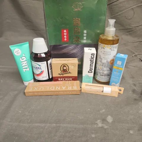 APPROXIMATEY 20 HEALTH AND BEAUTY PRODUCTS TO INCLUDE - DERMATICA HYALURONIC ACID + VIT B5 SERUM - ELF CAMO CONCEALER - DR SQUATCH SOAP - ETC