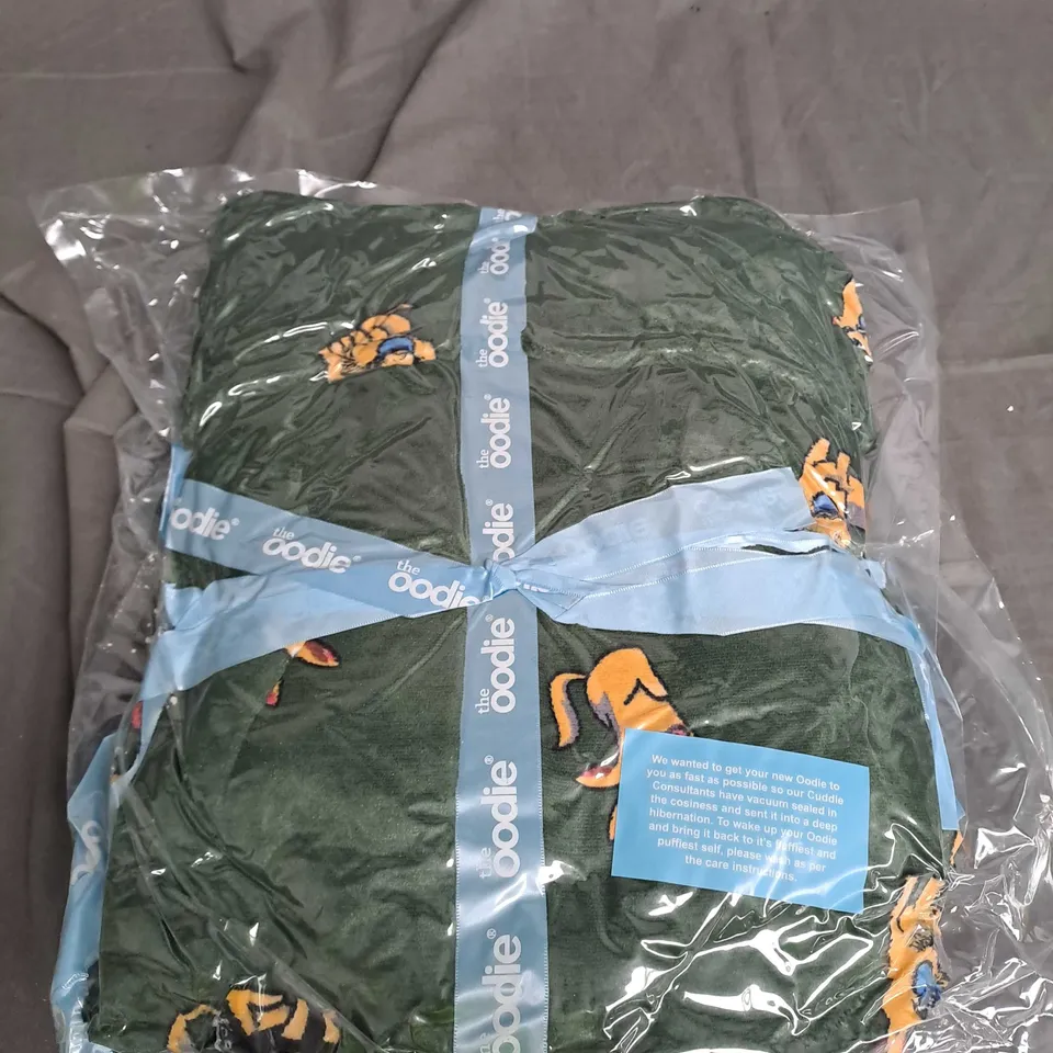THE OODIE OVERSIZED SOFT OODIE GREEN DOG DESIGN