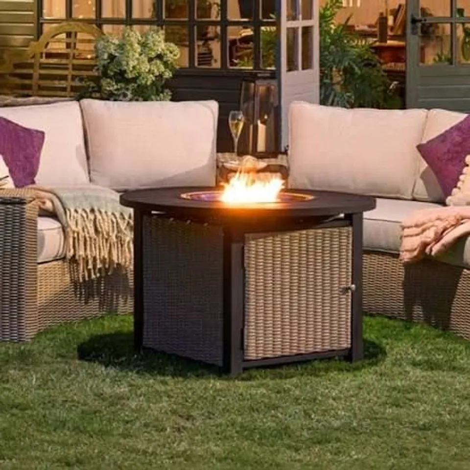 BOXED TRUGARDEN BARRA ROUND FIRE PIT TABLE 