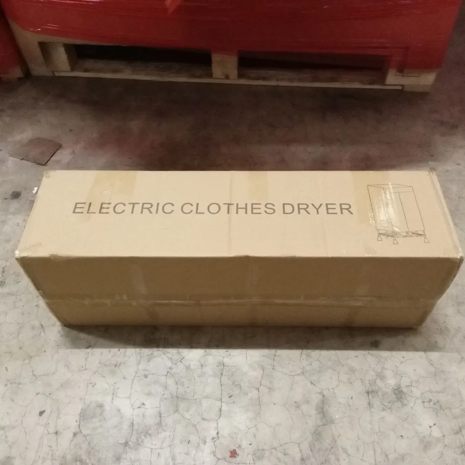 PALLET OF HOUSEHOLD GOODS AND PRODUCTS TO INCLUDE; ELECTRIC CLOTHES DRYER, BOXED FURNITURE
