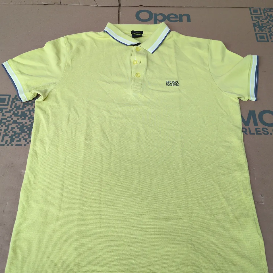 HUGO BOSS REGULAR FIT POLO IN YELLOW - LARGE