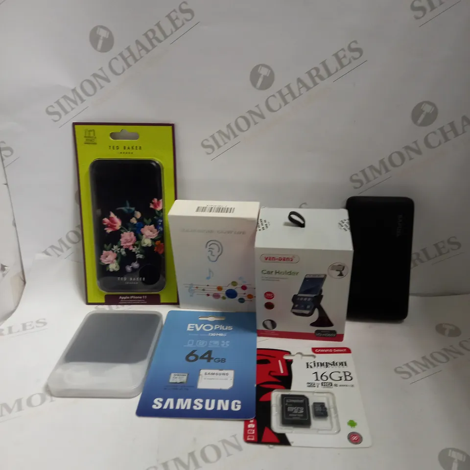 LOT TO CONTAIN APPROX. 7 X ASSORTED ELECTRONIC PRODUCTS, INCLUDES EAR PHONES, POWER BANK & PHONE CASE 