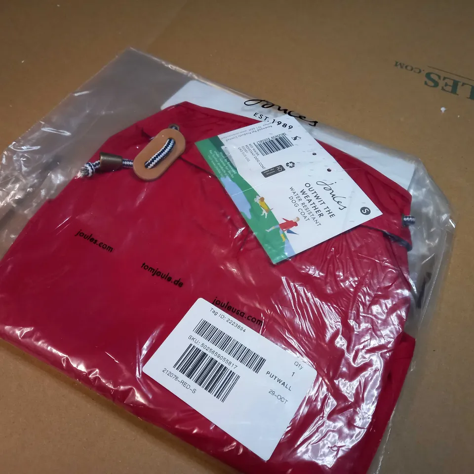 PACKAGED JOULES RED WATER RESISTANT DOG COAT - SMALL