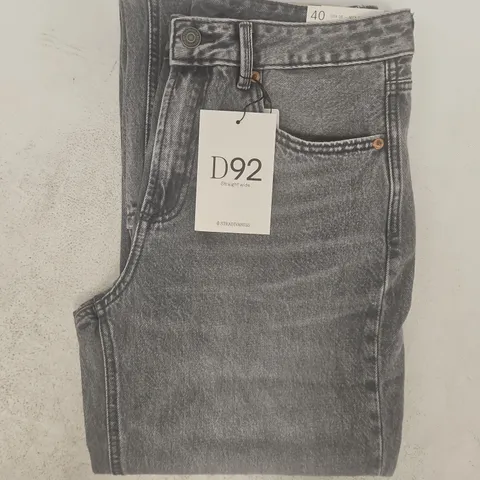 STRADIVARIUS D92 STRAIGHT WIDE JEANS IN GREY SIZE UK 12
