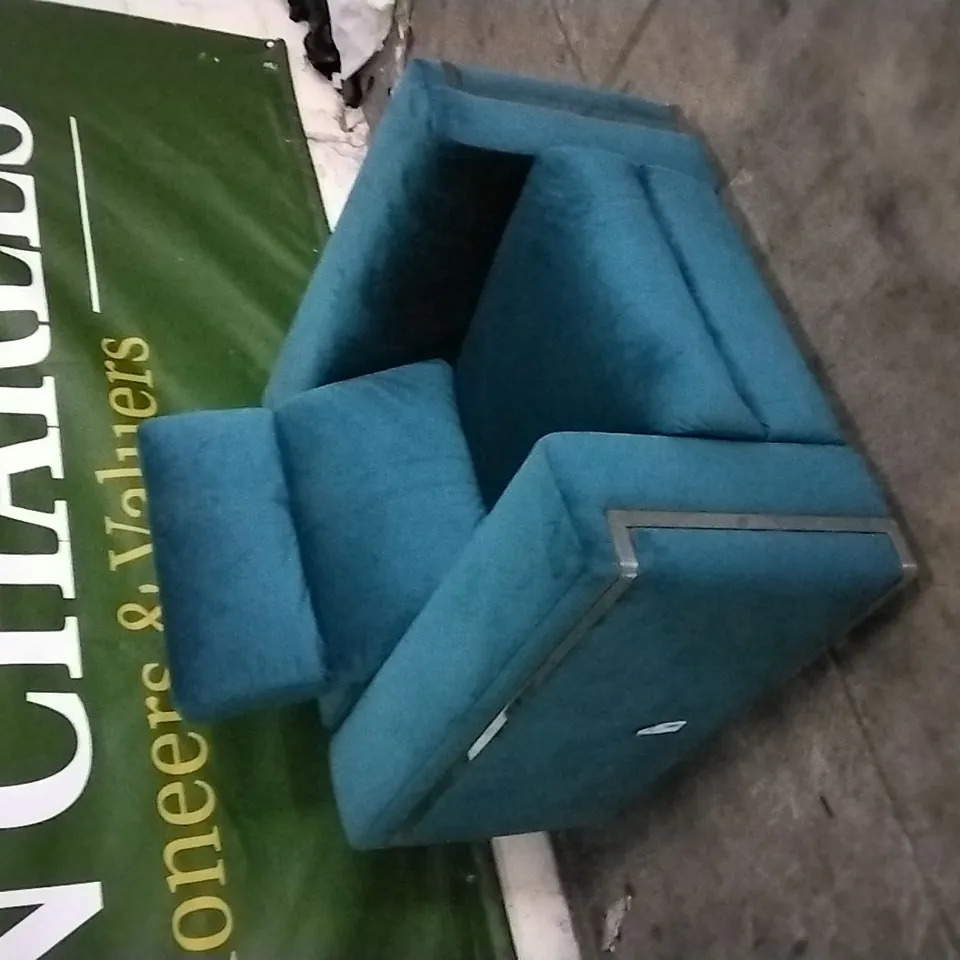 QUALITY DESIGNER TEAL PLUSH VELVET ELECTRIC RECLINER ARMCHAIR