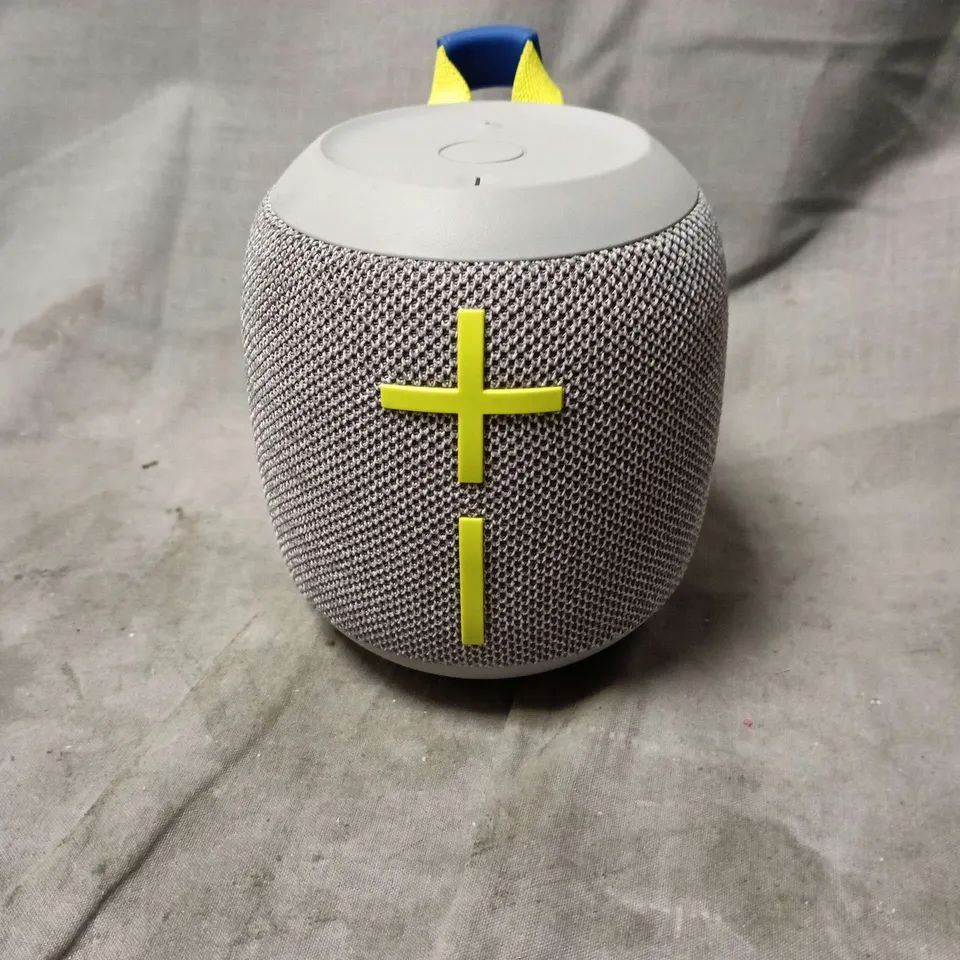 ULTIMATE EARS WONDERBOOM 4 PORTABLE BLUETOOTH SPEAKER – GREY FABRIC WITH YELLOW ACCENTS (BOXED)