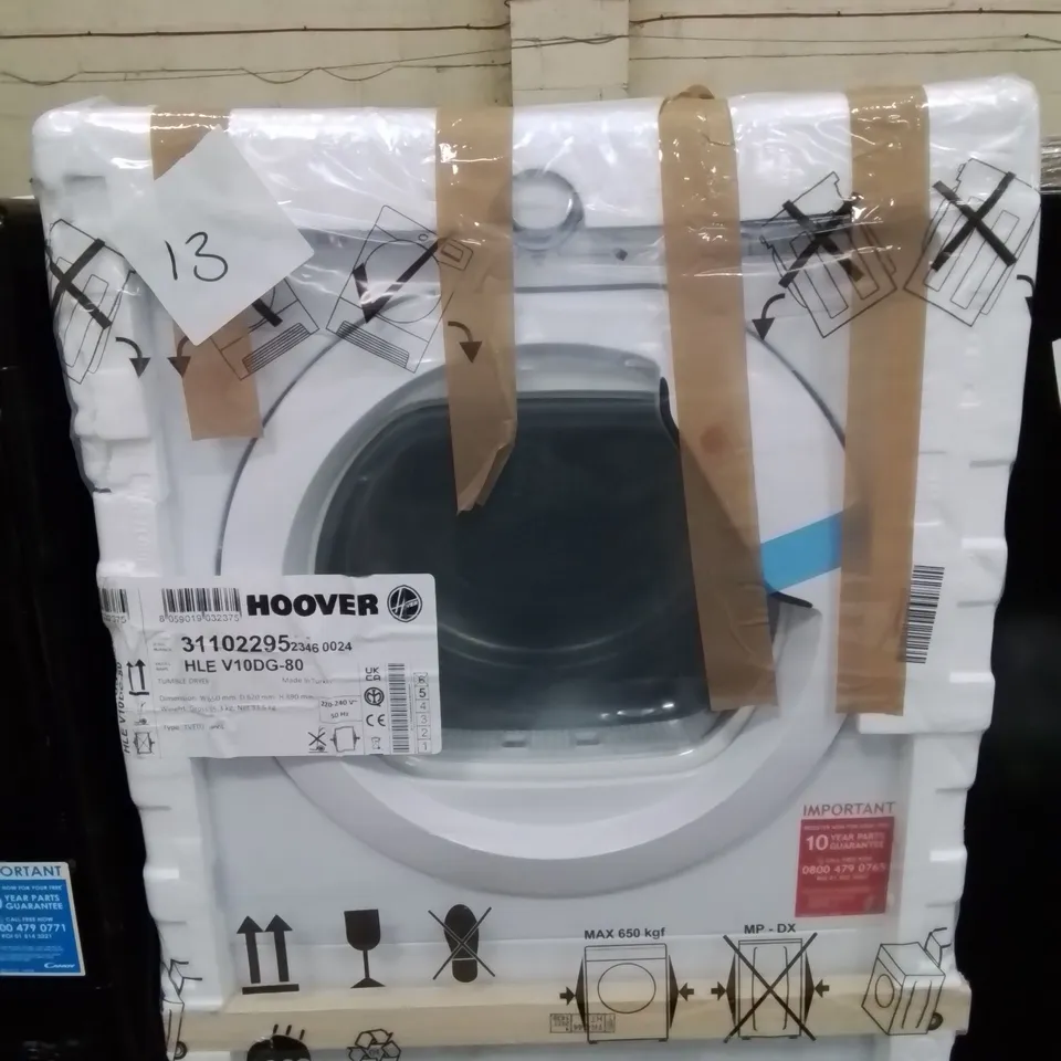 PACKAGED HOOVER H-DRY 300 LITE HLEV10DG-80 10KG VENTED TUMBLE DRYER - WHITE - C RATED