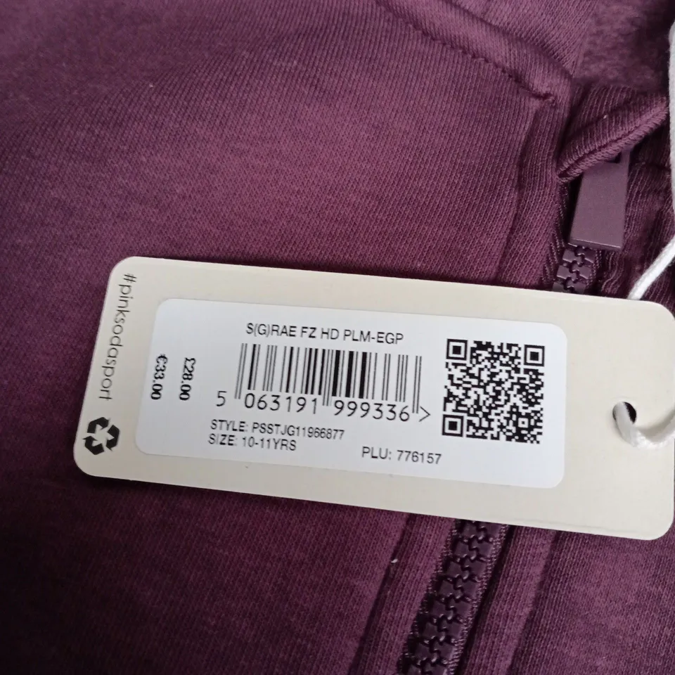 PINK SODA SPORT KIDS' ZIP HOODIE – PURPLE, UK SIZE 10–11 YEARS