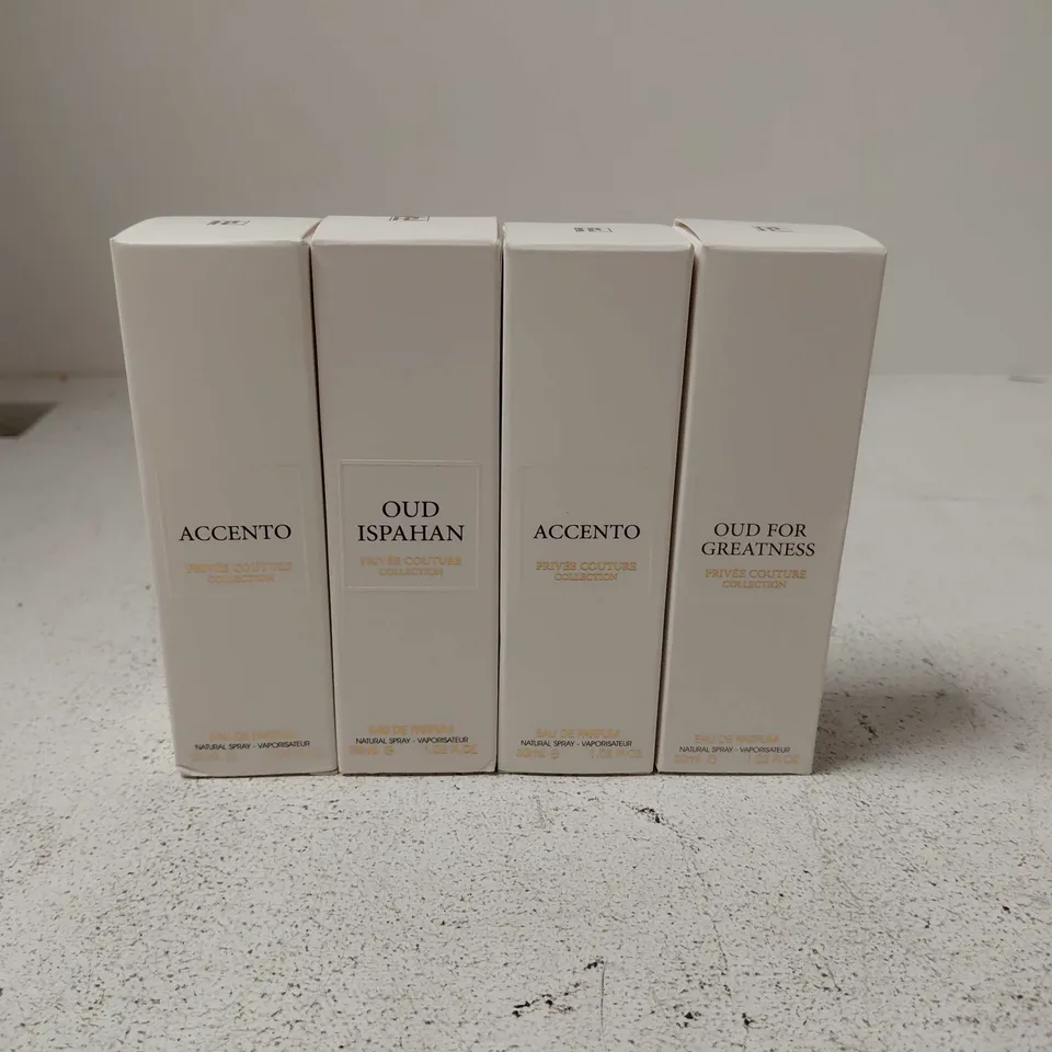 LOT OF 4 BOXED PRIVEE COUTURE COLLECTION 30ML EAU DE PARFUMS