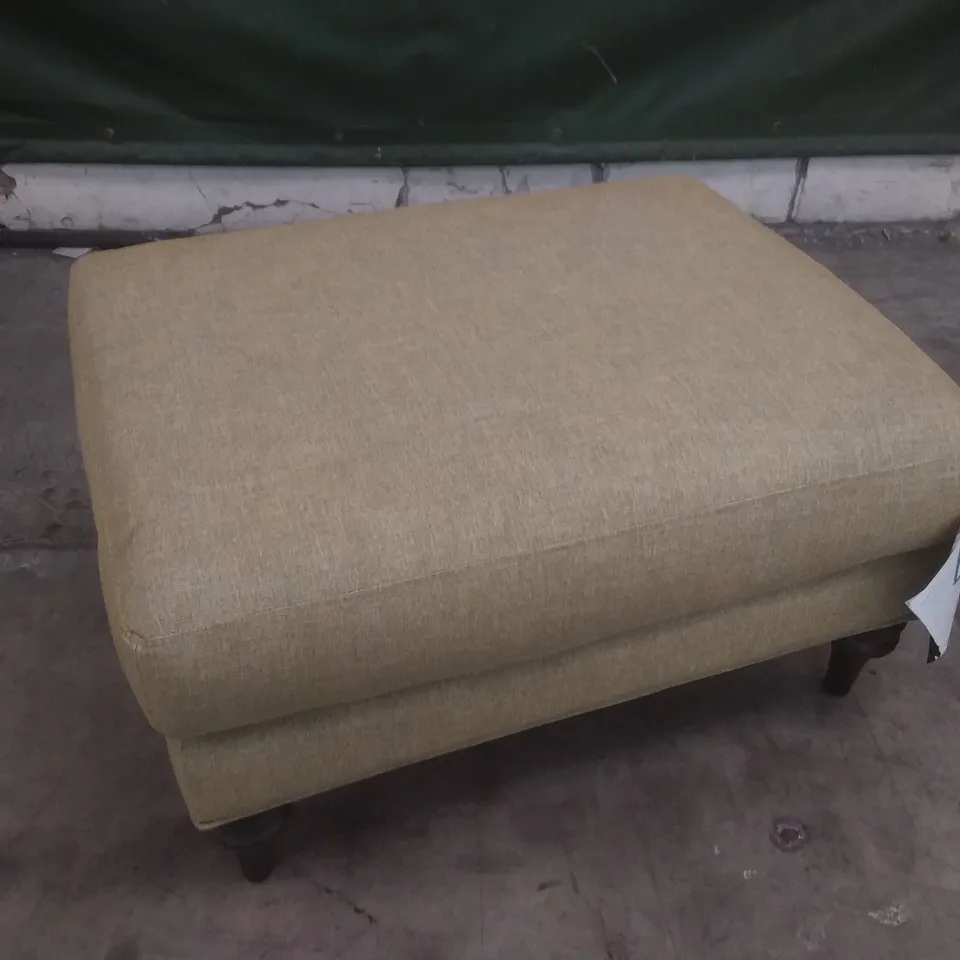 QUALITY BRITISH DESIGNER LOUNGE CO. FOOTSTOOL GREEN/YELLOW FABRIC 