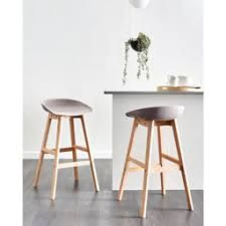 BOXED DESIGNER BARRITZ BAR STOOL - STAINLESS STEEL FRAME WITH PU LEATHER GREY SEAT