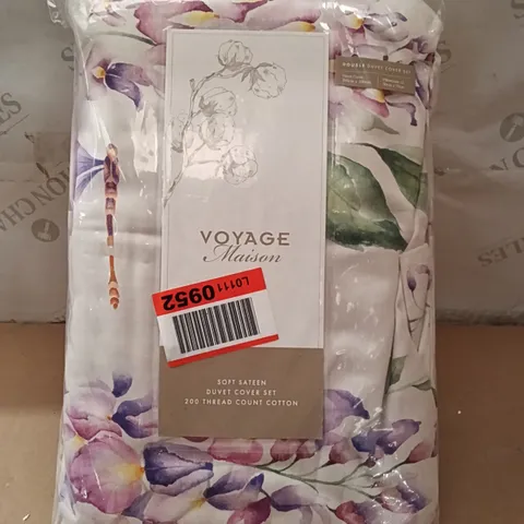 BAGGED MARIPOSA DOUBLE DUVET SET - CREAM/PURPLE 