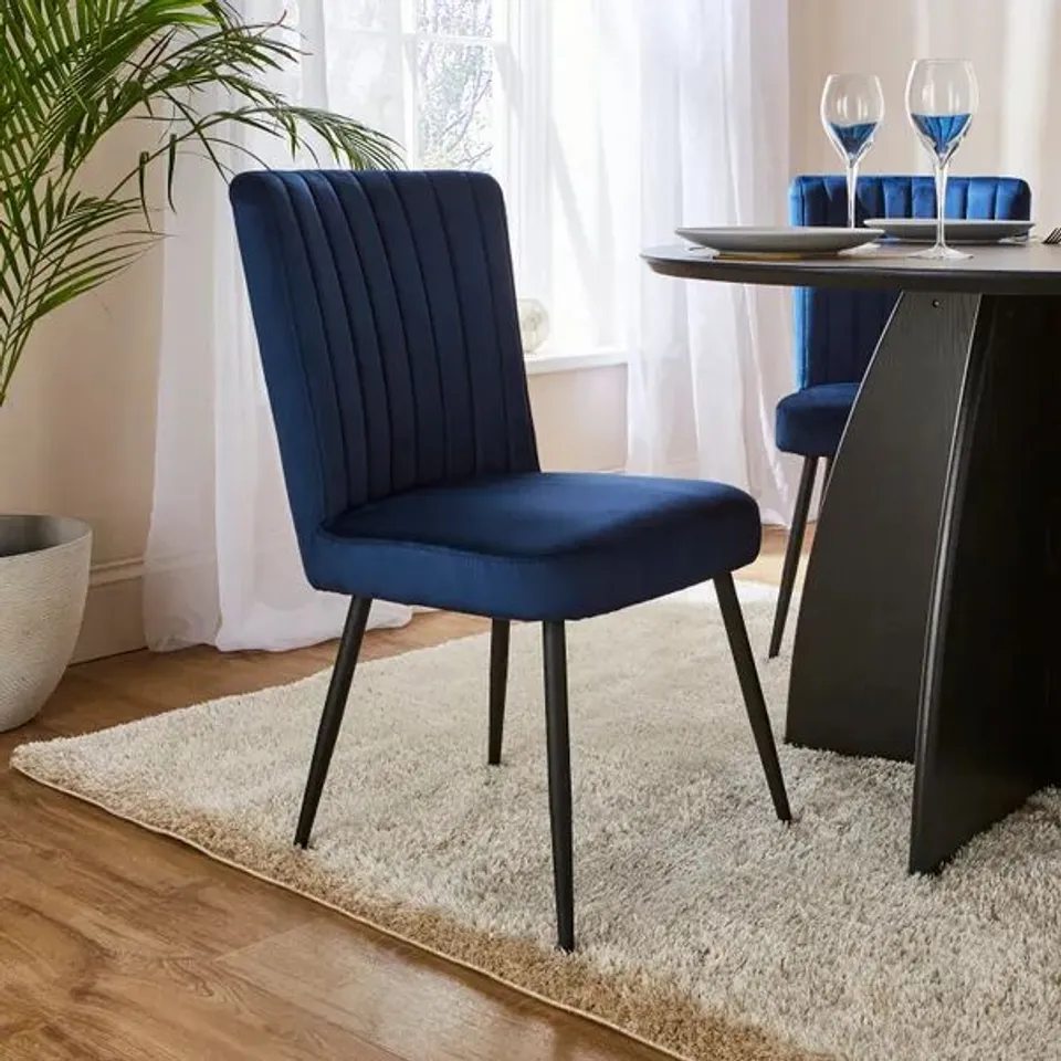 BOXED TAYLOR DINING CHAIR, VELVET - NAVY (1 BOX)