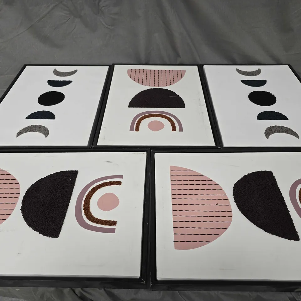5 X ASSORTED ABSTRACT WALL MOUNTABLE TEXTURED PICTURES - COLLECTION ONLY 